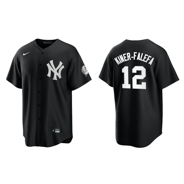 Men's New York Yankees Isiah Kiner-Falefa Black White Replica Official Jersey