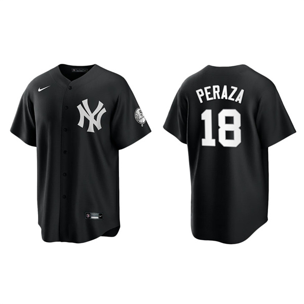 Men's New York Yankees Jose Peraza Black White Replica Official Jersey