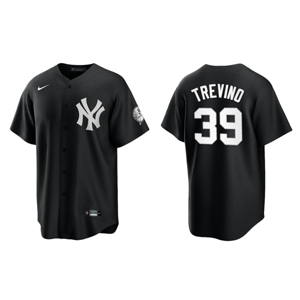 Men's New York Yankees Jose Trevino Black White Replica Official Jersey
