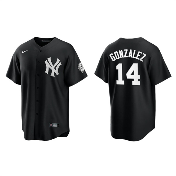 Men's New York Yankees Marwin Gonzalez Black White Replica Official Jersey