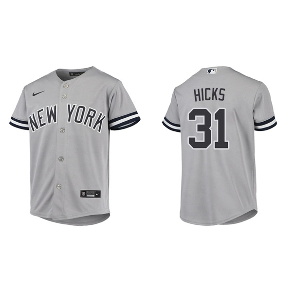 Youth New York Yankees Aaron Hicks Gray Road Jersey