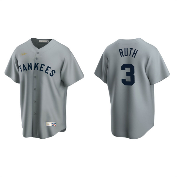 Men's New York Yankees Babe Ruth Gray Cooperstown Collection Road Jersey