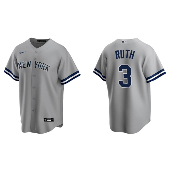 Men's New York Yankees Babe Ruth Gray Replica Road Jersey