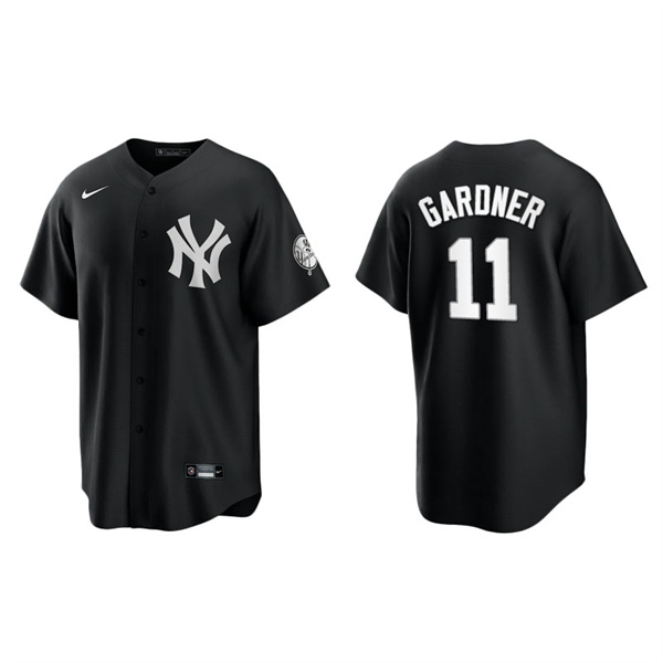 Men's New York Yankees Brett Gardner Black White Replica Official Jersey