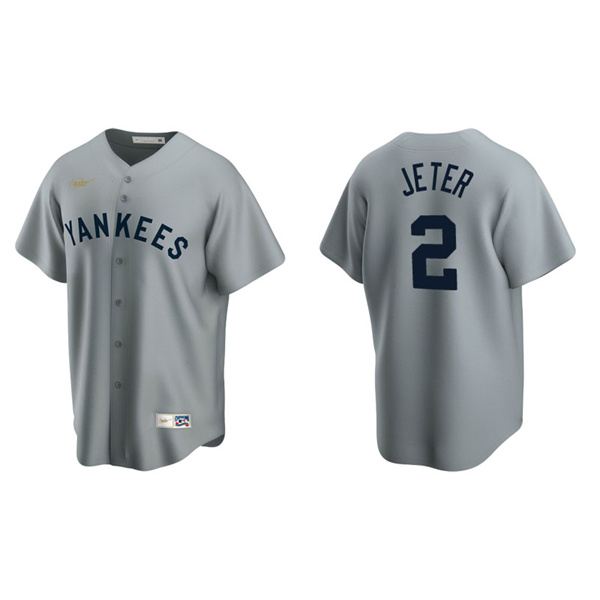 Men's New York Yankees Derek Jeter Gray Cooperstown Collection Road Jersey