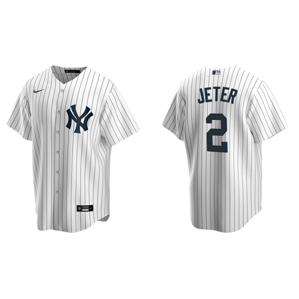 Men's New York Yankees Derek Jeter White Replica Home Jersey