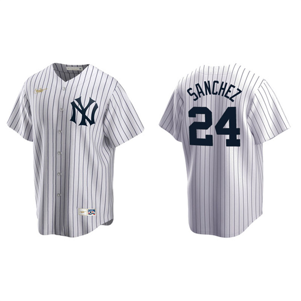 Men's New York Yankees Gary Sanchez White Cooperstown Collection Home Jersey