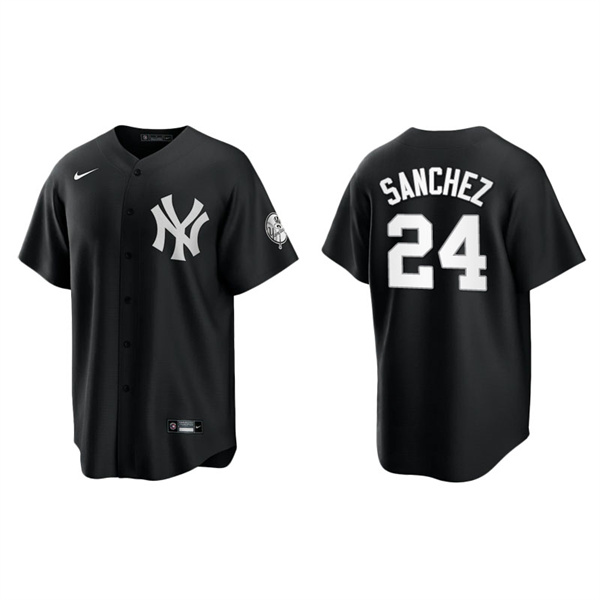 Men's New York Yankees Gary Sanchez Black White Replica Official Jersey