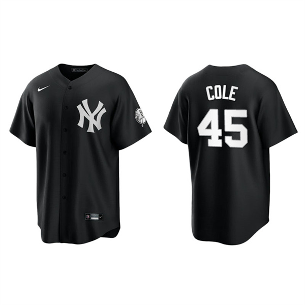 Men's New York Yankees Gerrit Cole Black White Replica Official Jersey