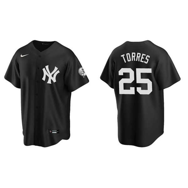 Men's New York Yankees Gleyber Torres Black Replica Fashion Jersey