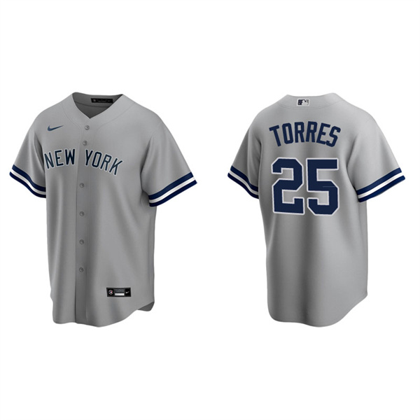 Men's New York Yankees Gleyber Torres Gray Replica Road Jersey