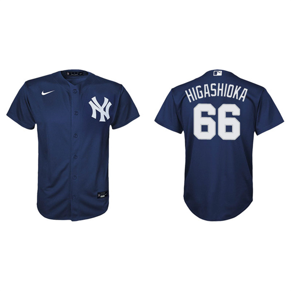 Youth New York Yankees Kyle Higashioka Navy Replica Alternate Jersey