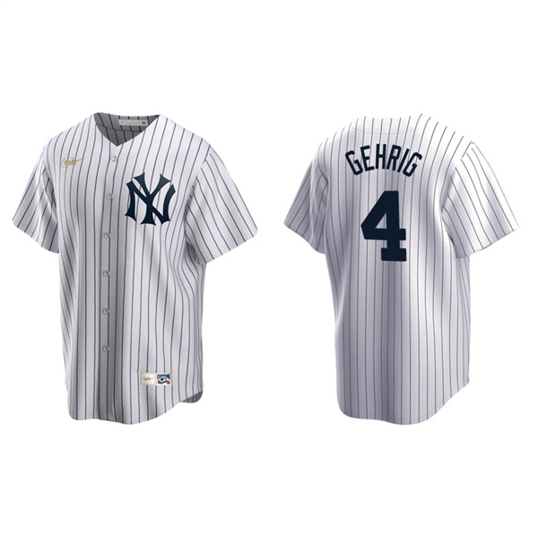 Men's New York Yankees Lou Gehrig White Cooperstown Collection Home Jersey
