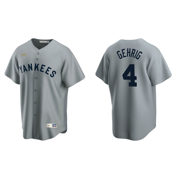 Men's New York Yankees Lou Gehrig Gray Cooperstown Collection Road Jersey