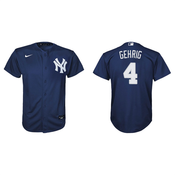Youth New York Yankees Lou Gehrig Navy Replica Alternate Jersey