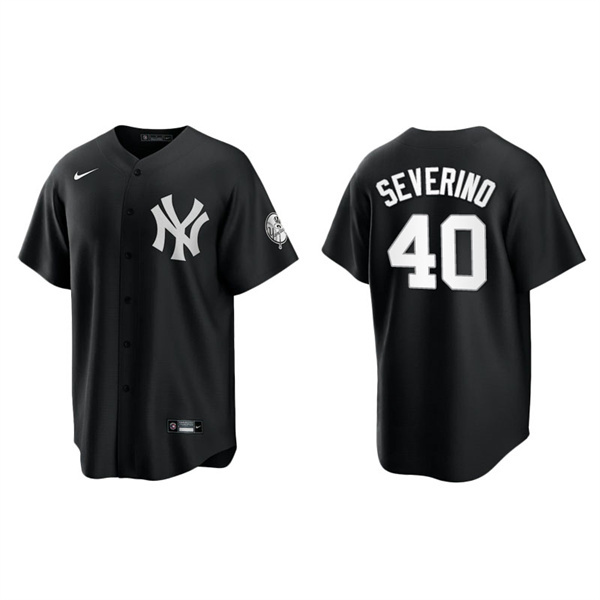 Men's New York Yankees Luis Severino Black White Replica Official Jersey