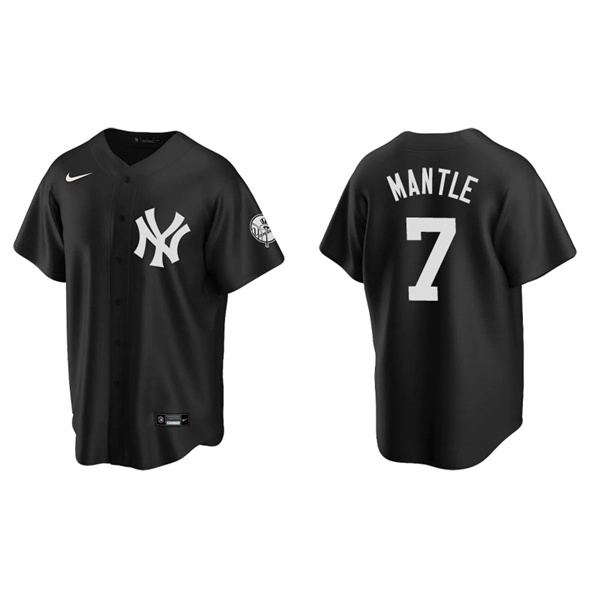 Men's New York Yankees Mickey Mantle Black Replica Fashion Jersey