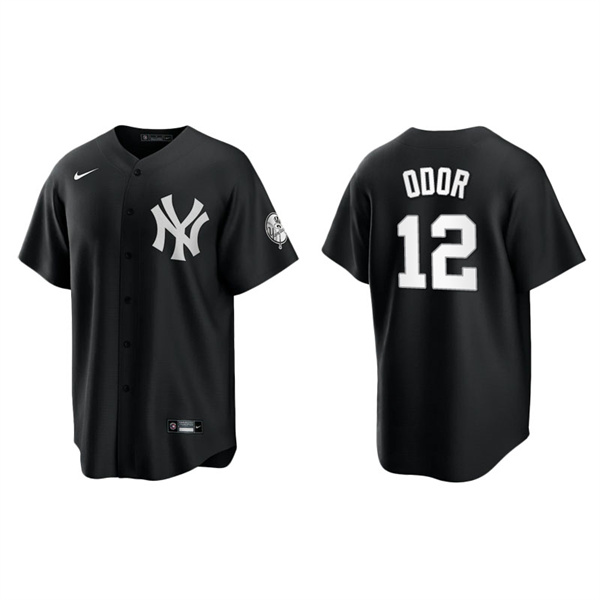 Men's New York Yankees Rougned Odor Black White Replica Official Jersey
