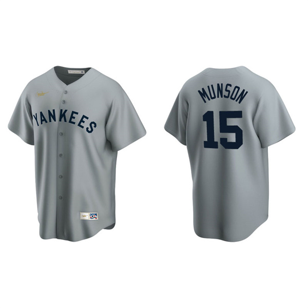 Men's New York Yankees Thurman Munson Gray Cooperstown Collection Road Jersey