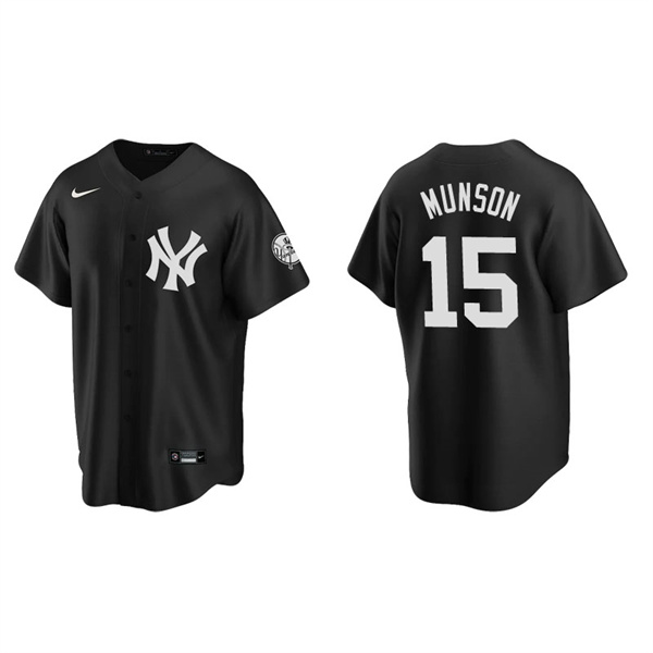 Men's New York Yankees Thurman Munson Black Replica Fashion Jersey