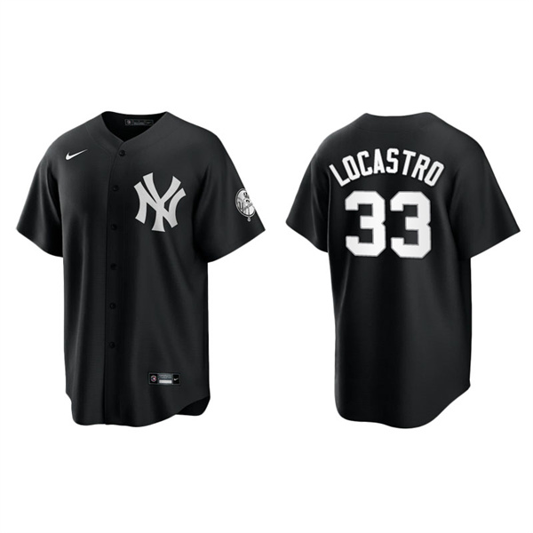 Men's New York Yankees Tim Locastro Black White Replica Official Jersey