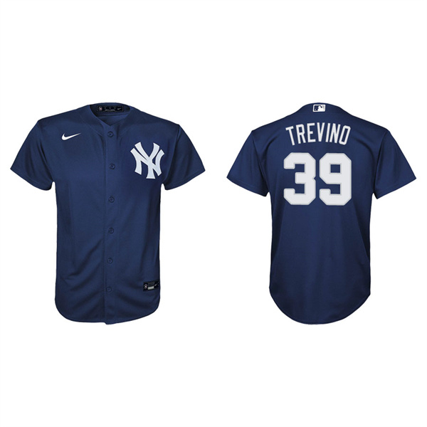 Youth New York Yankees Jose Trevino Navy Replica Alternate Jersey