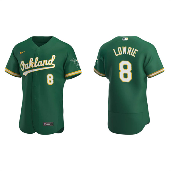 Men's Oakland Athletics Jed Lowrie Kelly Green Authentic Alternate Jersey