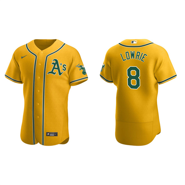 Men's Oakland Athletics Jed Lowrie Gold Authentic Home Jersey