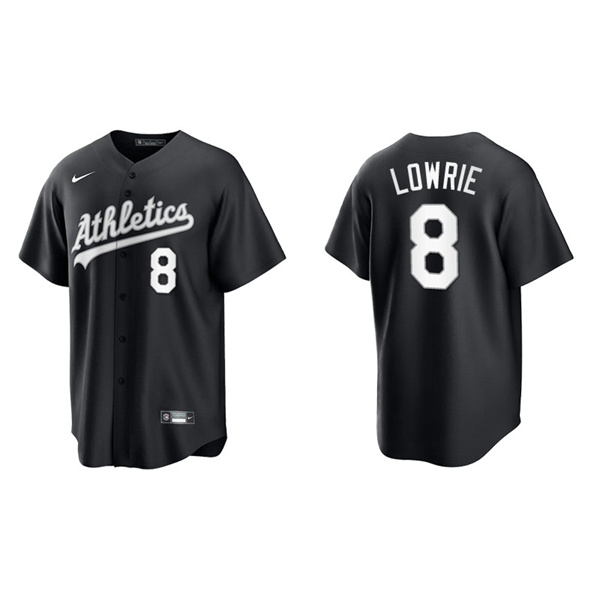Men's Oakland Athletics Jed Lowrie Black White Replica Official Jersey