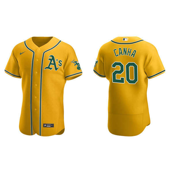 Men's Oakland Athletics Mark Canha Gold Authentic Home Jersey