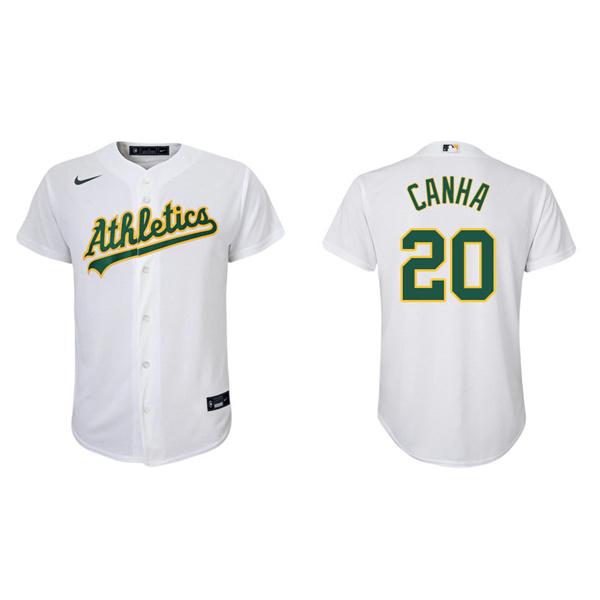 Youth Oakland Athletics Mark Canha White Replica Home Jersey