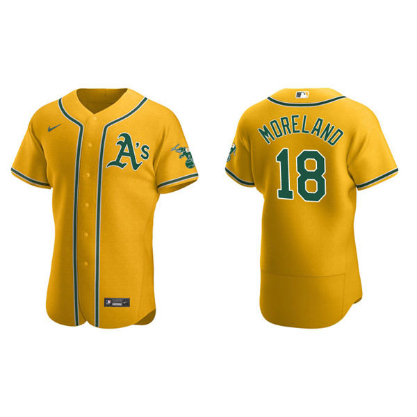 Men's Oakland Athletics Mitch Moreland Gold Authentic Home Jersey