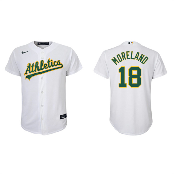 Youth Oakland Athletics Mitch Moreland White Replica Home Jersey