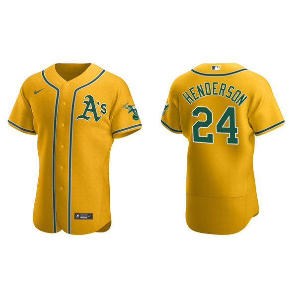 Men's Oakland Athletics Rickey Henderson Gold Authentic Home Jersey