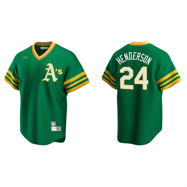 Men's Oakland Athletics Rickey Henderson Kelly Green Cooperstown Collection Road Jersey