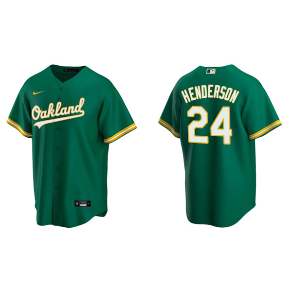 Men's Oakland Athletics Rickey Henderson Kelly Green Replica Alternate Jersey
