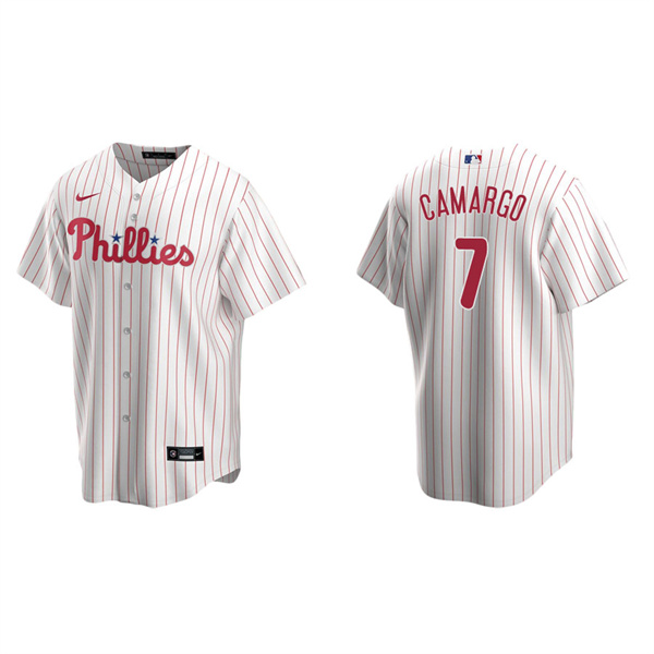 Men's Philadelphia Phillies Johan Camargo White Replica Home Jersey