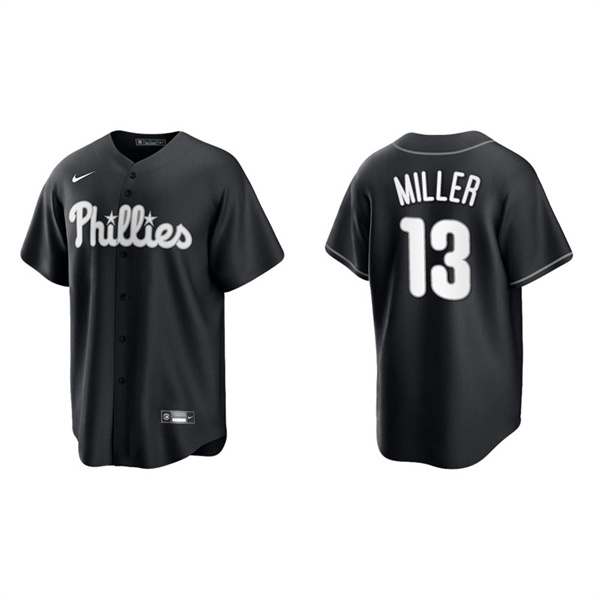 Men's Philadelphia Phillies Brad Miller Black White Replica Official Jersey