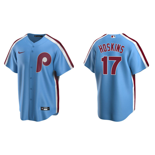 Men's Philadelphia Phillies Rhys Hoskins Light Blue Cooperstown Collection Road Jersey