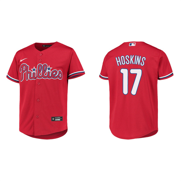 Youth Rhys Hoskins Philadelphia Phillies Red Replica Jersey