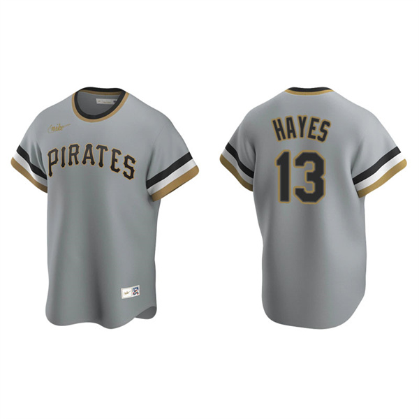 Men's Pittsburgh Pirates Ke'Bryan Hayes Gray Cooperstown Collection Road Jersey