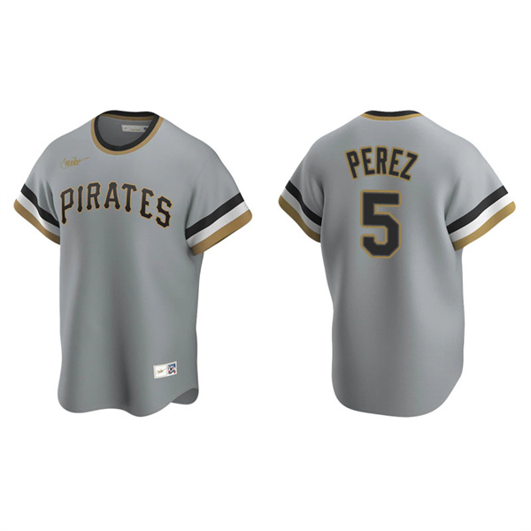 Men's Pittsburgh Pirates Michael Perez Gray Cooperstown Collection Road Jersey