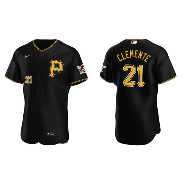 Men's Pittsburgh Pirates Roberto Clemente Black Authentic Alternate Jersey