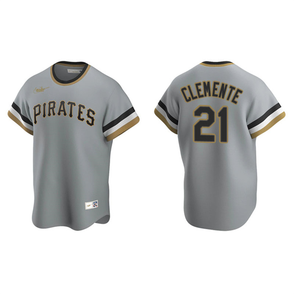 Men's Pittsburgh Pirates Roberto Clemente Gray Cooperstown Collection Road Jersey
