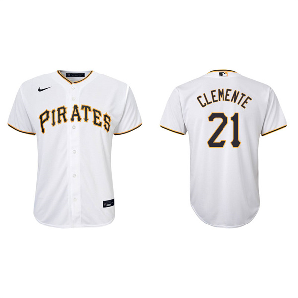 Youth Pittsburgh Pirates Roberto Clemente White Replica Home Jersey