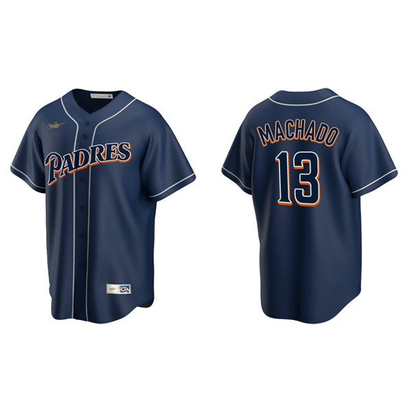 Men's San Diego Padres Manny Machado Navy Cooperstown Collection Jersey