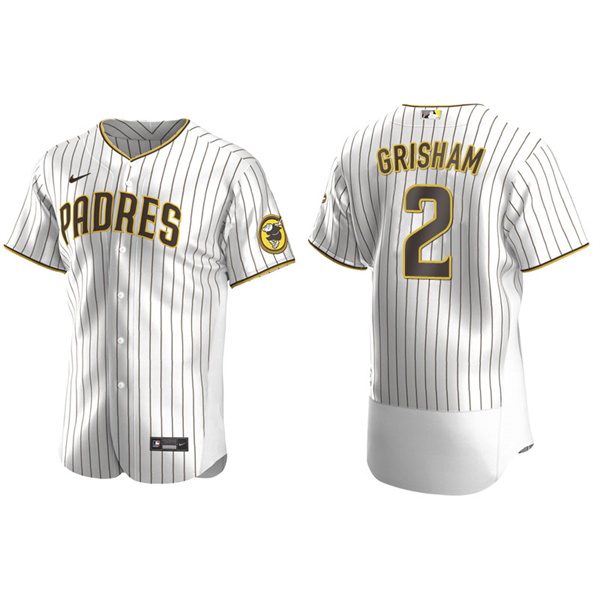 Men's San Diego Padres Trent Grisham White Brown Authentic Alternate Jersey