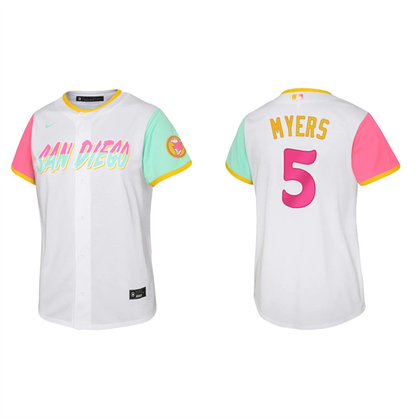 Youth Wil Myers San Diego Padres White 2022 City Connect Replica Jersey