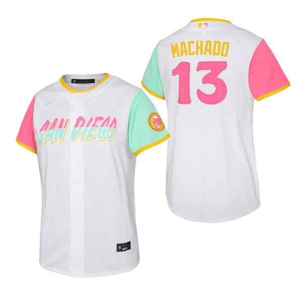 Youth San Diego Padres Manny Machado White 2022 City Connect Replica Jersey