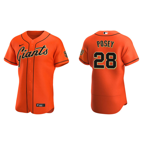 Men's San Francisco Giants Buster Posey Orange Authentic Alternate Jersey